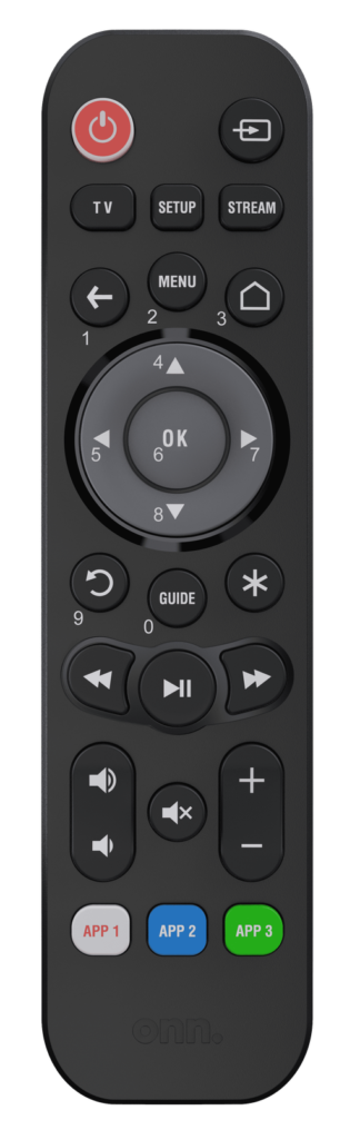 onn. Universal 3-Device Remote, Black, Compatible for TV, Streaming, Soundbar