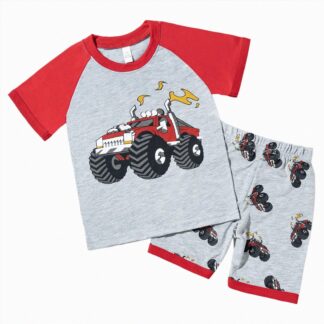 CAICJ98 Toddler Boy Pajamas Summer Pjs for Boys Short Sets Kids Sleepwear Truck Jammies (Red,2-3 Years)