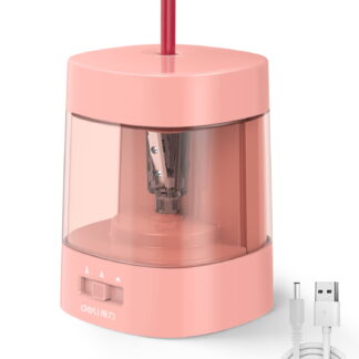 Deli Electric Pencil Sharpener,Suitable for No.2 Pencils Colored Pencils, USB & Battery Operated, Pink