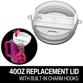 Biddlebee 40oz Tumbler Replacement Lid with Built in Charm Hooks Drinkware Accessory