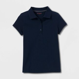 Girls' Short Sleeve Pique Uniform Polo Shirt - Cat & Jack™ Navy L