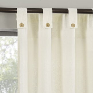 Archaeo Cotton Blend Button Semi-Sheer Tab Top Single Curtain Panel 1 Panel Cream 40”W x 63 L