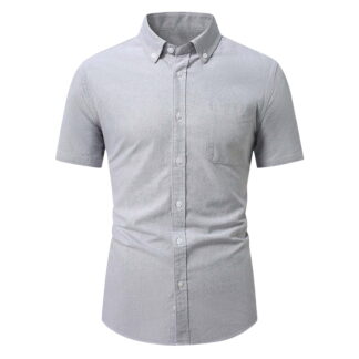 Generic Men's Short Sleeve Oxford Shirt Regular Fit Button Down Collar Shirts with Pocket