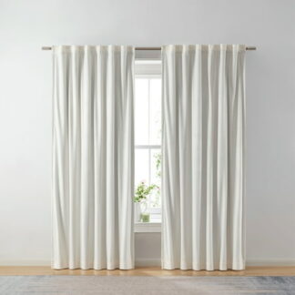 Better Homes & Gardens Dutch Velvet Solid 100% Blackout Single Curtain Panel Off White 52 W x 95 L