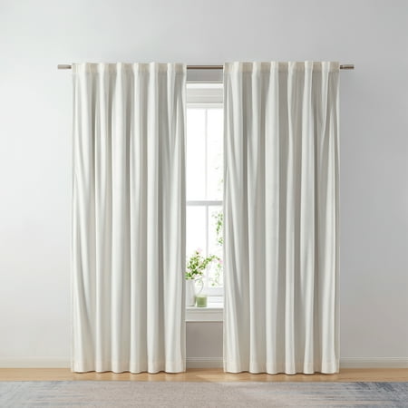 Better Homes & Gardens Dutch Velvet Solid 100% Blackout Single Curtain Panel Off White 52 W x 95 L