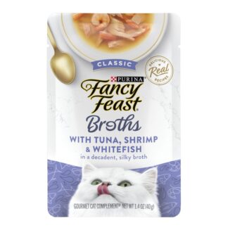 Purina Fancy Feast Classic Tuna, Shrimp, & Whitefish Broth for Cats, 1.4 oz Pouch