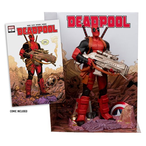 Marvel Wave 5 Deadpool #1 1:6 Scale Posed Figure with Scene and Comic - Image 2