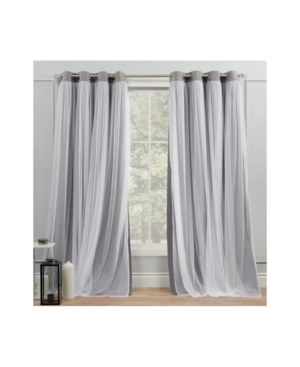 TOWN & COUNTRY LUXE Talia Double Layer Indoor Curtains  Sheer and Room Darkening Blackout  Grommet Top  Energy Efficient  2-Pack Set  52 x84   Soft Grey