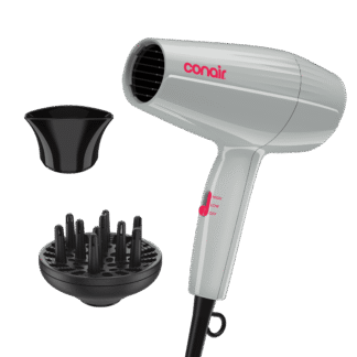 Conair Mid-Size Hair Dryer, 1875 Watts, 2 Heat & Speed Settings, with 2 Attachments