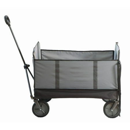 Seina Omni Multi-Purpose Assembled in Outdoor Wagon in Gray High Strength Polyester Fabric. Easy Access Side Door. Compact Folding Design