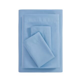 Mainstays Basic Value Microfiber Bed Sheet Set, Light Blue, King, 4 Piece