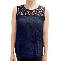 Navy M Adrianna Lace Tank