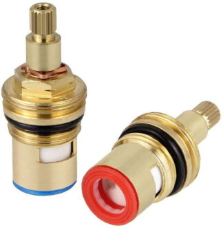 BUZIFU Ceramic Stem 20 Teeth Ceramic Disc Cartridge G1/2" Replacement Brass Faucet Valve for Bathroom Kitchen (2 Packs,