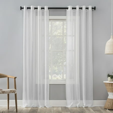 Mainstays Marjorie Crushed Sheer Voile Grommet White Curtain Panel