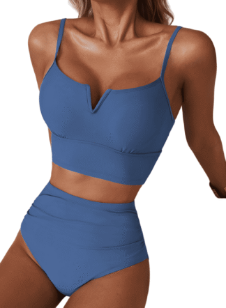Eytino Bikini Swimsuits for Women 2 Piece Bathing Suit Sets with Tummy Control and High Waist Ashleigh Blue S