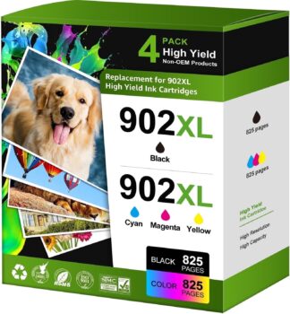 902XL Ink Compatible for HP 902, OfficeJet Pro 6978 / OfficeJet 6962 (4 Pack)
