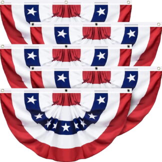 4 Pack USA Pleated Fan Flag, 3 x 6 Feet American Bunting Flag Patriotic Half Fan Banner Decoration