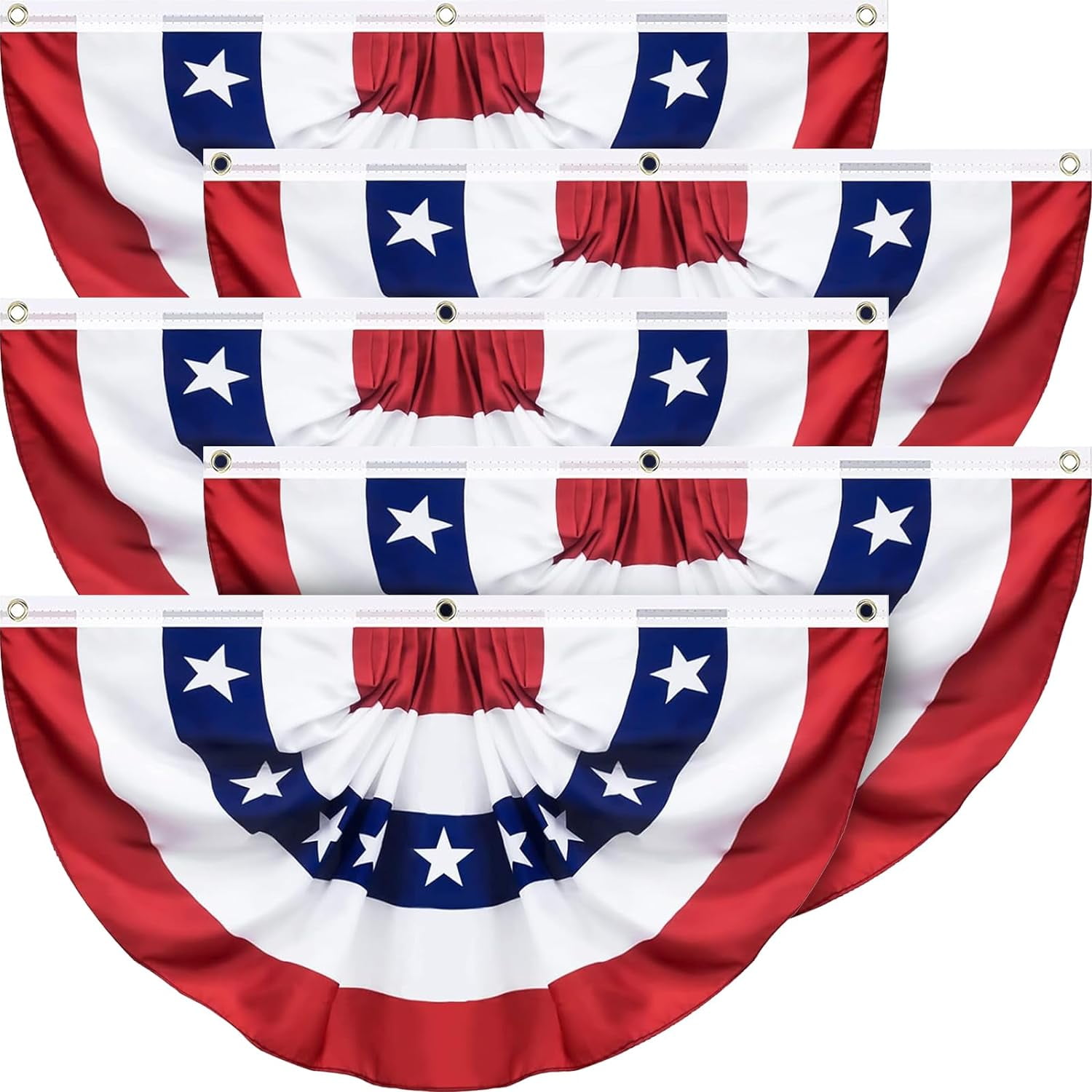 4 Pack USA Pleated Fan Flag, 3 x 6 Feet American Bunting Flag Patriotic Half Fan Banner Decoration
