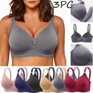 Yxbdin 3 Pack Bras for Women Adjustable Strap Full Coverage Bra Comfortable Supportive Bralettes Wireless Bralette XXL