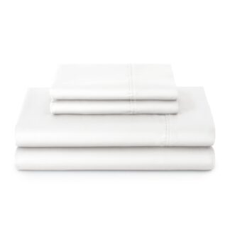 Better Homes & Gardens 4-Piece 300 Thread Count Arctic White Satin Bed Sheet Set
