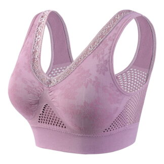 SMihono Hana Bra - Cotton Buttonless Comfy Lifting Shaping Bra, Plus Size Breathable Cool Lift up Air Seamless Bras Purp