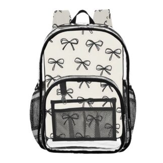 ALAZA Clear Backpack Bows Beige PVC Transparent BookBag