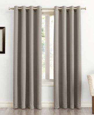 Sun Zero Nolan Energy Efficient Blackout Grommet Single Curtain Panel 54 X 84 Stone
