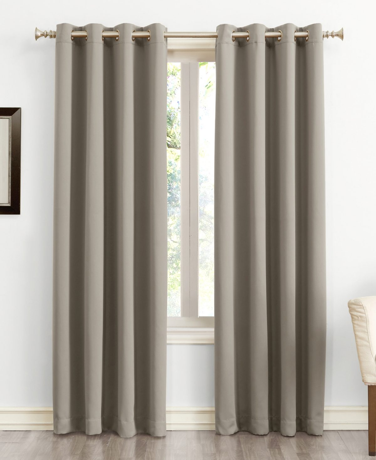 Sun Zero Nolan Energy Efficient Blackout Grommet Single Curtain Panel 54 X 84 Stone