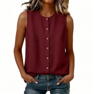 Lmueinov 2026 Summer Women's 100% Cotton Sleeveless Button Down Tank Tops
