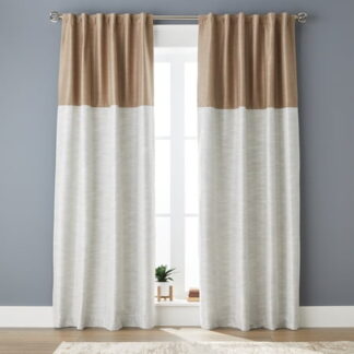 Better Homes & Gardens Colorblock Solid Polyester Pole Top Blackout Single Curtain Panel 50 x108 Brown