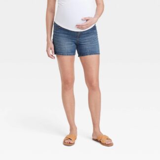 Over Belly Maternity Jean Shorts - Isabel Maternity by Ingrid & Isabel™ Dark Wash 12
