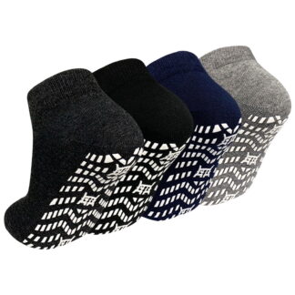 Non Slip Grip Socks, PUTUO Cotton Pilates Hospital Fitness Sports Socks for Women and Men with Grips, 4 Pairs, Size 11-1
