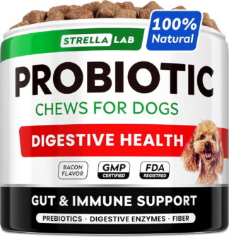 StrellaLab Probiotics Chews for Dogs & Digestive Enzymes