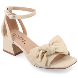 Journee Womens Zevi Linen Block Heel Dress Sandals, Widths Available (UPC 41016)