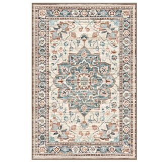 Gianna 8x10 FT Large Polyester Area Rug for Living Room, Machine Washable Low-Pile Rug with Non-Slip Backing