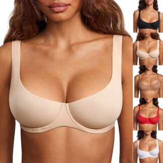 Women's Balconette Bra Supportive T Shirt Full Coverage Plus Size Bras Comfy Underwire Unlined Complexion 38D