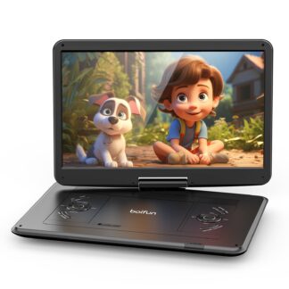 BOIFUN 17.5" Portable DVD Player with 15.6" Large HD Screen, 6 Hours Rechargeable Battery, Supports CD/DVD/USB/SD Card/Sync TV