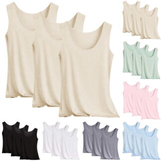 AHMOMEI 3 Pack Womens Sleeveless Scoop Neck Tank Top Seamless Slim Fit Camisole Tank Tops for Women Plus Size Racerback Womans Shirts Gray XXL