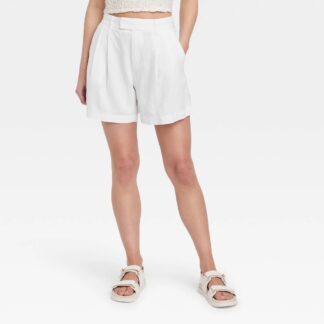 Women's High-Rise Tailored Linen Shorts - A New Day™ White 16