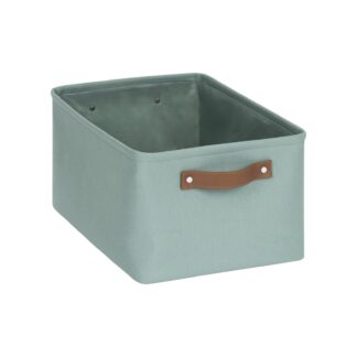 Mainstays Green Sage Canvas Fabric Decorative Storage Basket with Handles, 15 in x 8 in x 11 in