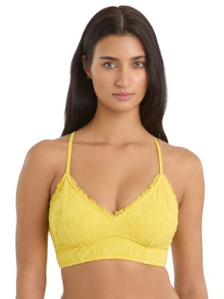 Jessica Simpson Women's Textured Floral Longline Bikini Top, Sizes XS-2XL