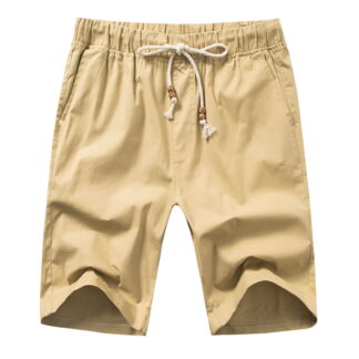 Blekii Casual Summer Pant Pocket Short, Mens Solid Color Bead Drawstring Shorts Cotton Linen Blend Shorts, Summer Wear, Casual Outing, Beach, Vacation, Travel, Weekend, Hot Weather, Outdoor