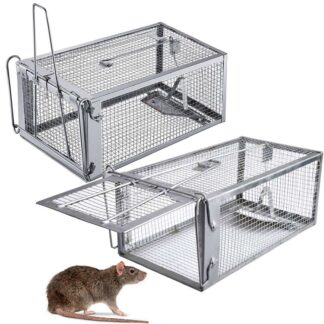 Gustave 2Pcs Rat Trap Cage Humane Mouse Traps Animal Pest Mouse Control Bait Catch -11*5.5*4.3 inch