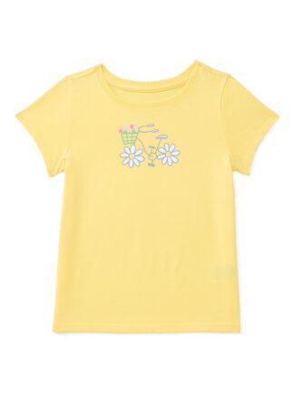 Wonder Nation Toddler Girls Tee with Short Sleeves, Sizes 18M-5T