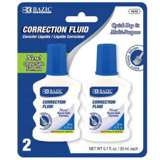 BAZIC Correction Fluid 0.7 fl oz 2 Count Foam Brush Applicator