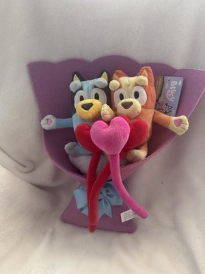 Bluey and Bingo Valentine's Plush 14" Bouquet Hearts & Figures 2024