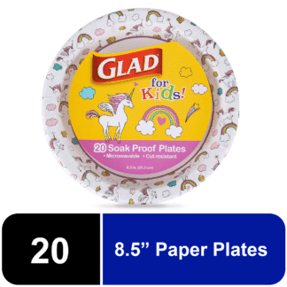 Glad for Kids 8.5" Unicorns Round Paper Plates, 20ct
