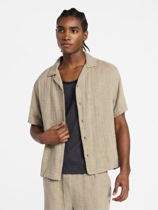 No Boundaries Check Gauze Shirt with Short Sleeves, Men's XS-5XL