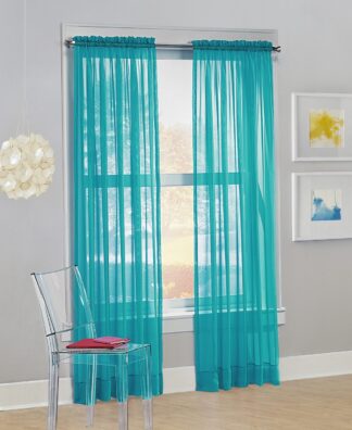 No. 918 Siren Voile Sheer Rod Pocket Curtain Single Panel  59 x84   Sky