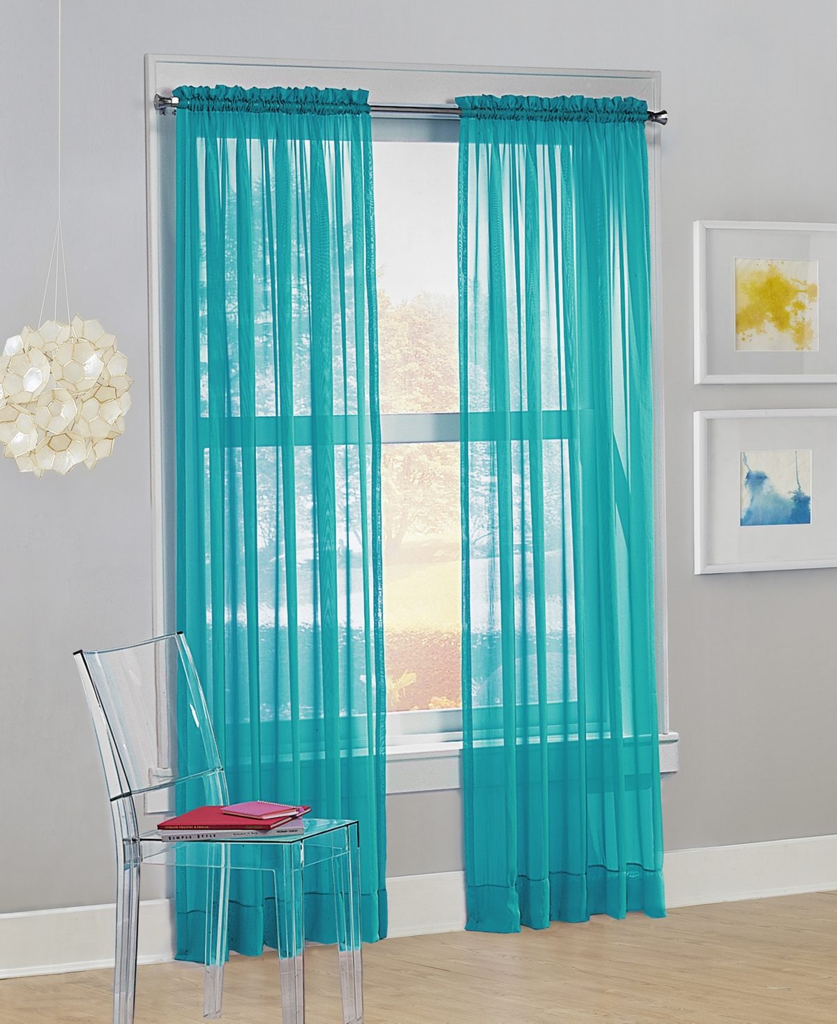 No. 918 Siren Voile Sheer Rod Pocket Curtain Single Panel 59 x84 Sky